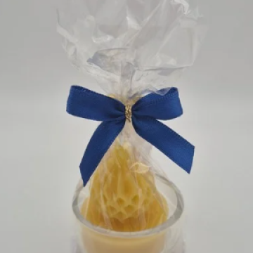 Kleine Christbaumkugel -Bienenwachskerze im Teelichtglas