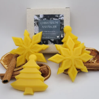 Christbaumanhänger aus Bienenwachs – 4er Set